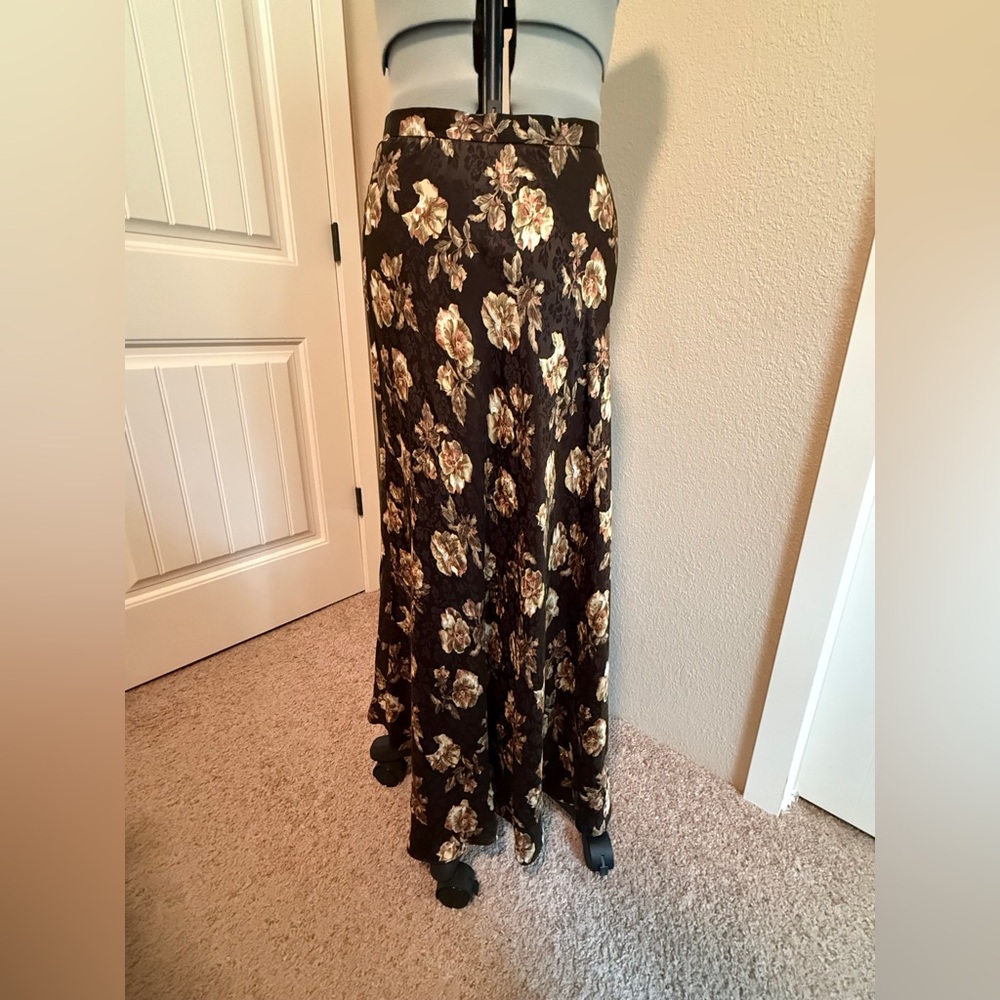 Vintage Jones New York Brown and Tan Maxi A-Line Skirt